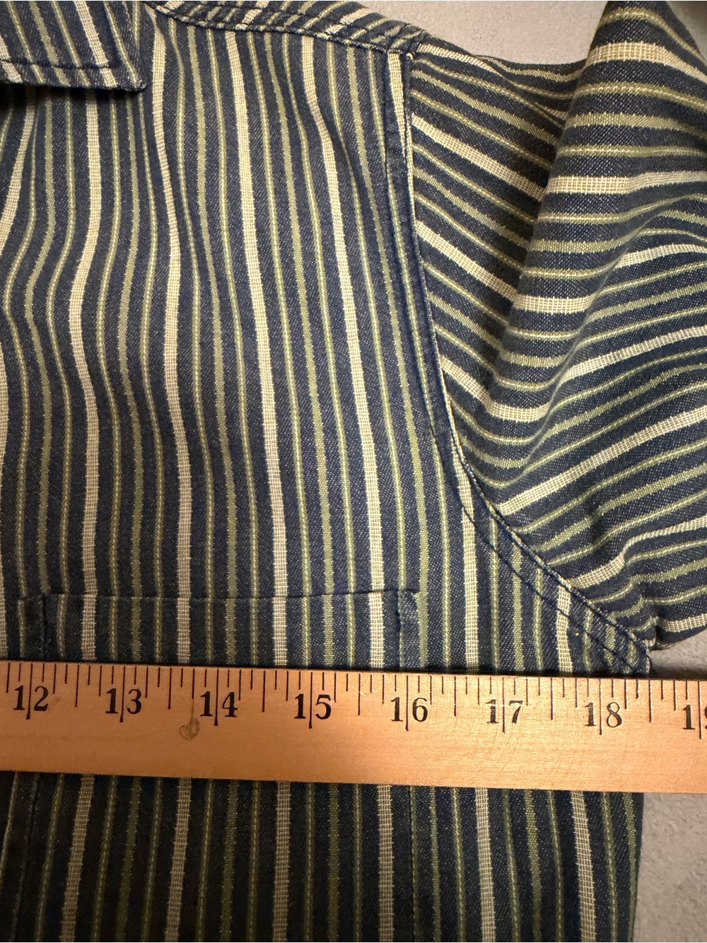 Levi’s Vintage 1996 Hickory Stripe Work Shirt Button Up Blue Green Women's Small - Picture 9 of 12